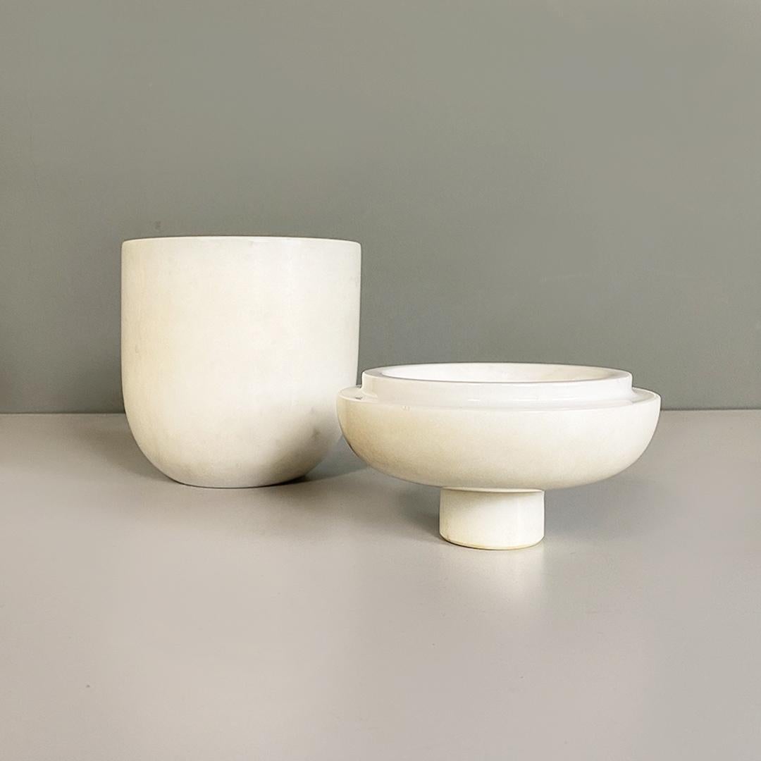 Late 20th Century Italian Post Modern White Marble Bowl with Removable Lid, 1980s For Sale