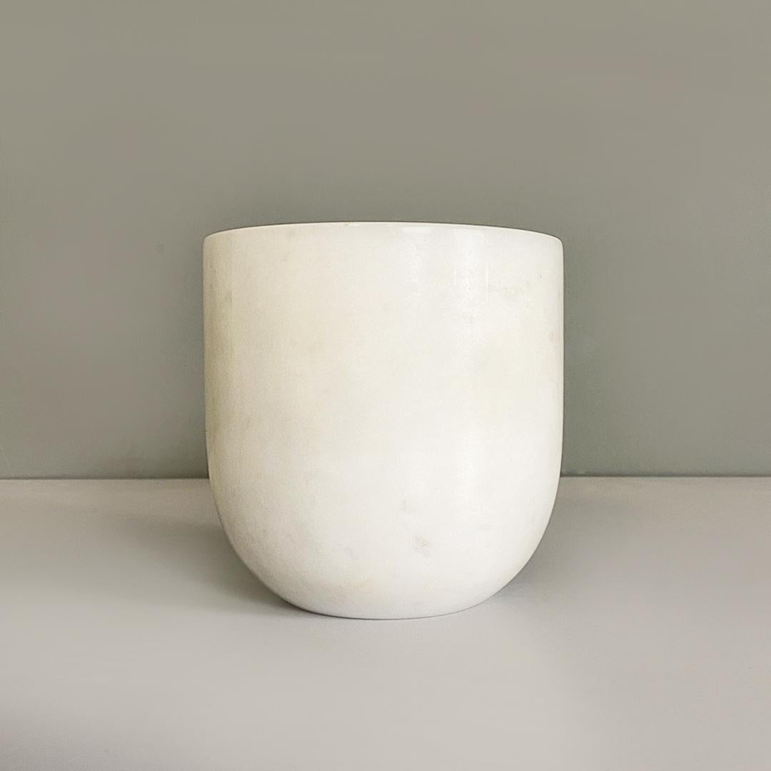 Italian Post Modern White Marble Bowl with Removable Lid, 1980s For Sale 3