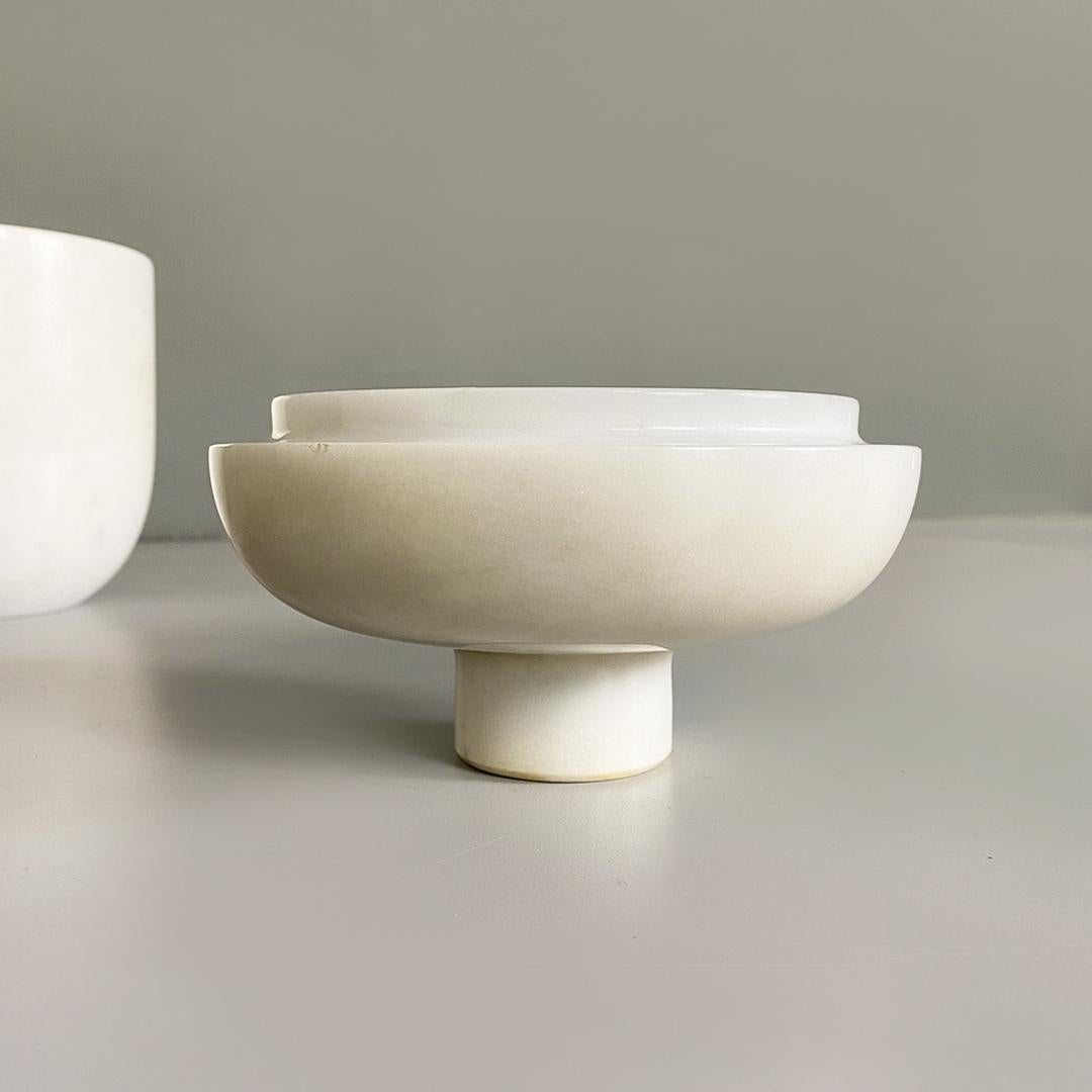 Italian Post Modern White Marble Bowl with Removable Lid, 1980s For Sale 4