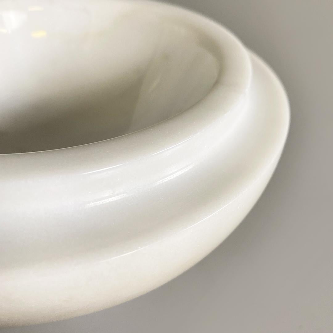 Italian Post Modern White Marble Bowl with Removable Lid, 1980s For Sale 5