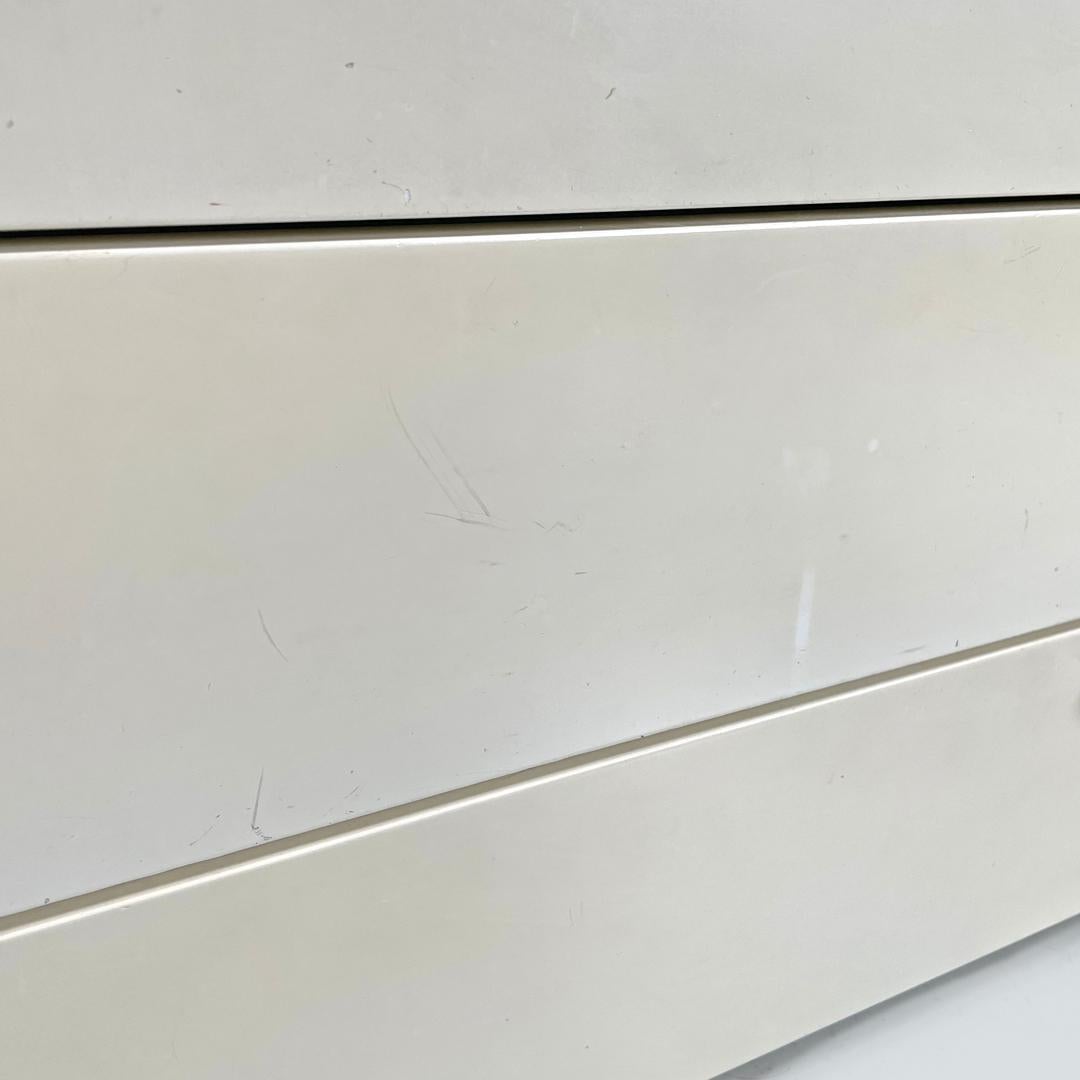 Italian post-modern white wood chest of drawers with black plastic handles 1980s For Sale 8