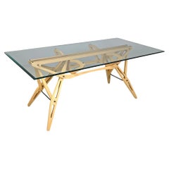 Italian post-modern wood and glass dining table Reale C. Mollino Zanotta, 1990s