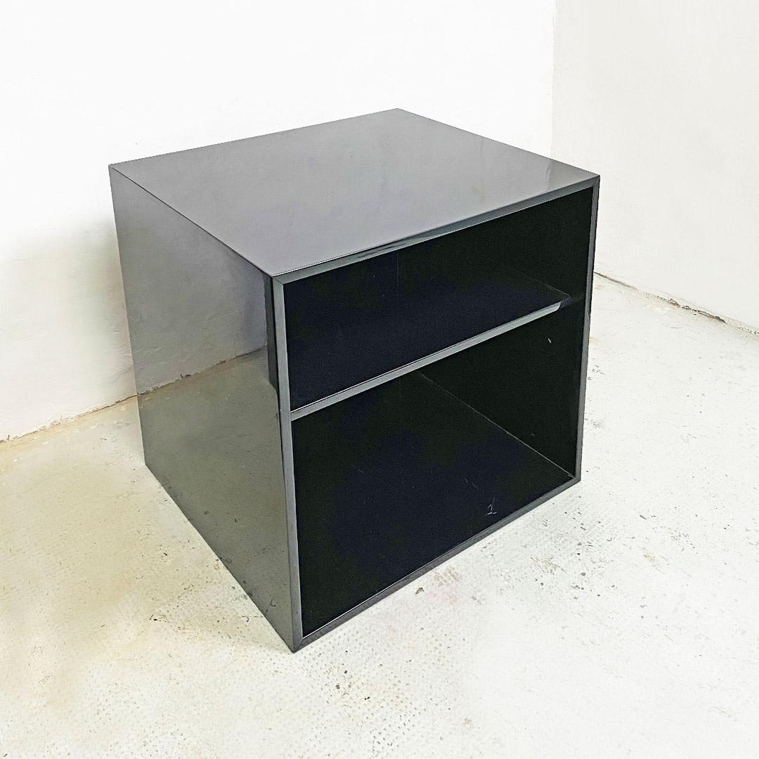 Italian Post Modern Wood Glossy Black and Mirrored Modular Sideboard, 1980s 5