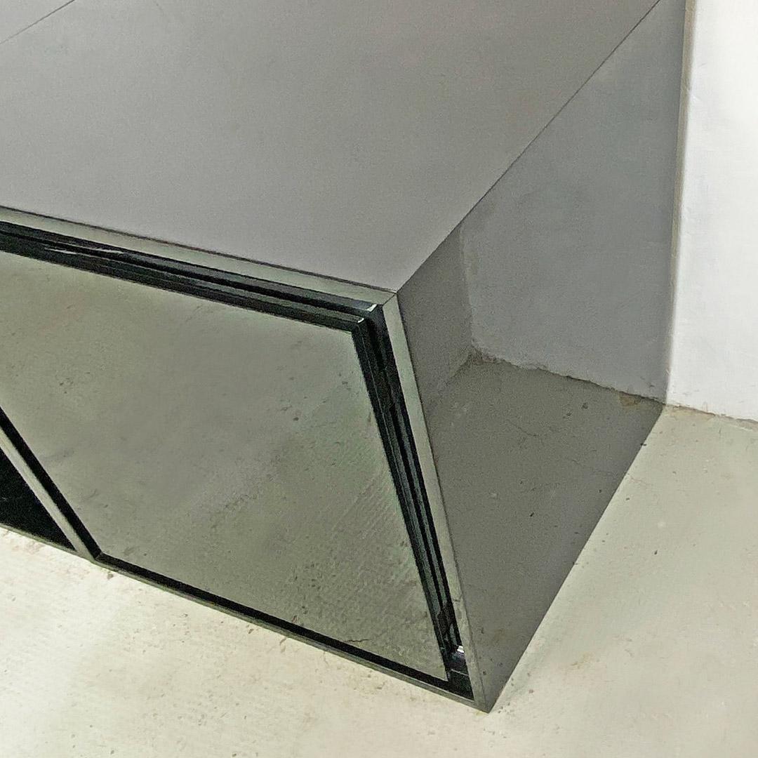 Italian Post Modern Wood Glossy Black and Mirrored Modular Sideboard, 1980s 13