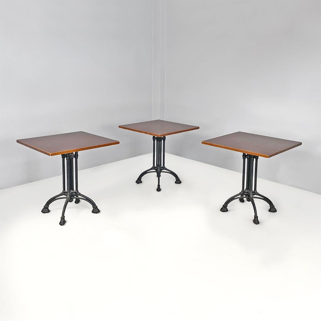 Italienische postmoderne Bartische aus Holz mit Holzplatte und verziertem schwarzem Gusseisen, 1990er Jahre im Angebot 13