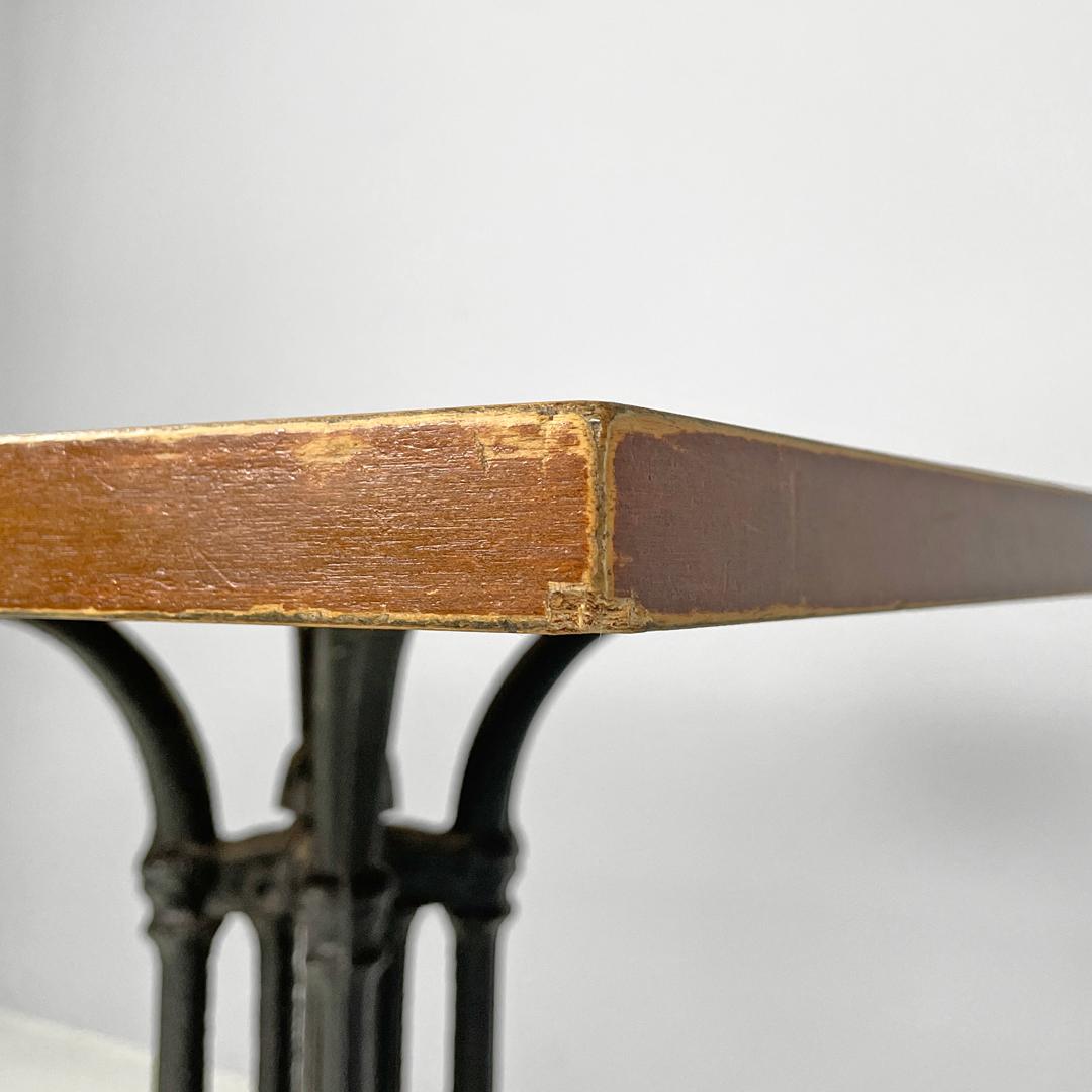 Italienische postmoderne Bartische aus Holz mit Holzplatte und verziertem schwarzem Gusseisen, 1990er Jahre im Angebot 2