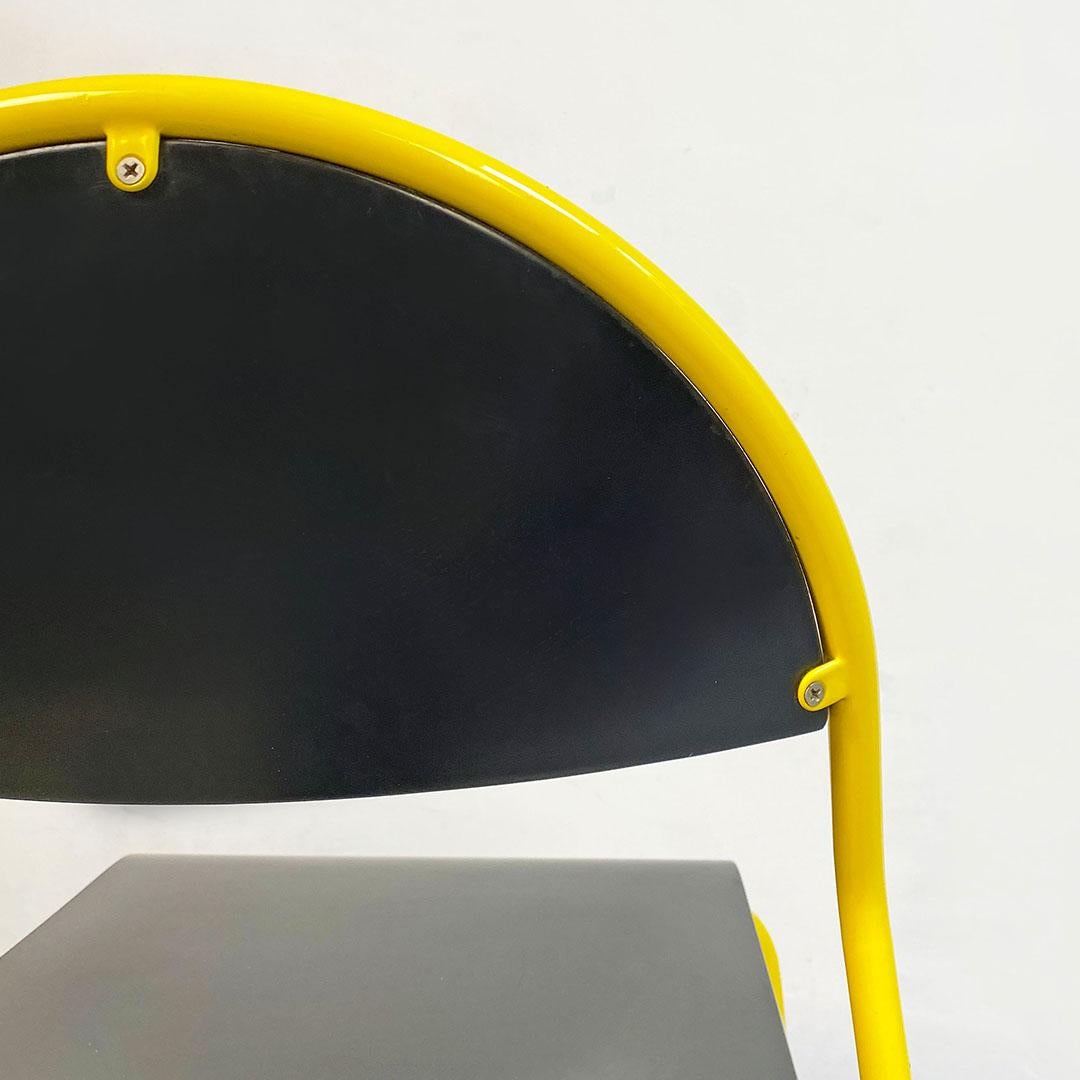 Post-Modern Italian Post Modern Yellow Metal Rod and Mat Black Wood Chair, 1980s