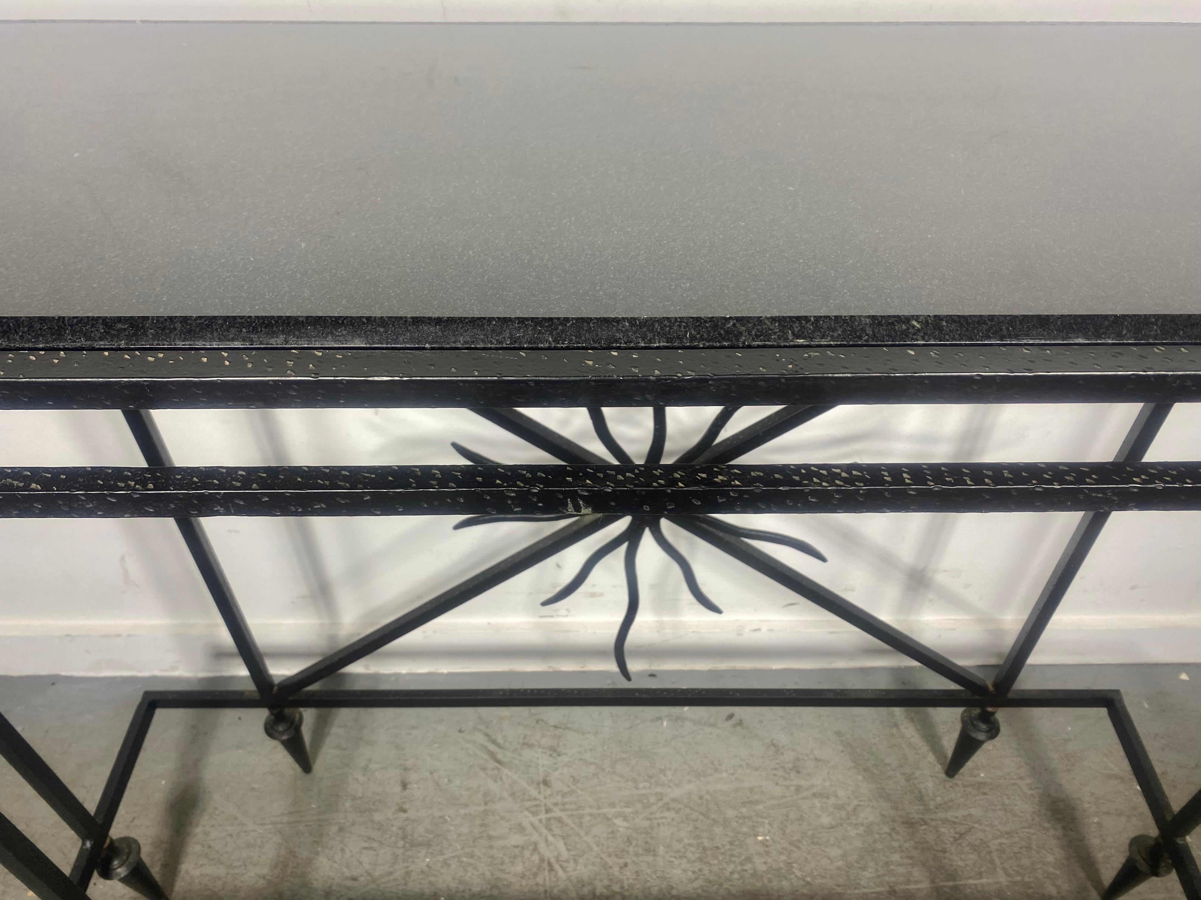 Italian Post Modernist Iron and Marble Console Table , manner of Gio Ponti In Good Condition For Sale In Buffalo, NY