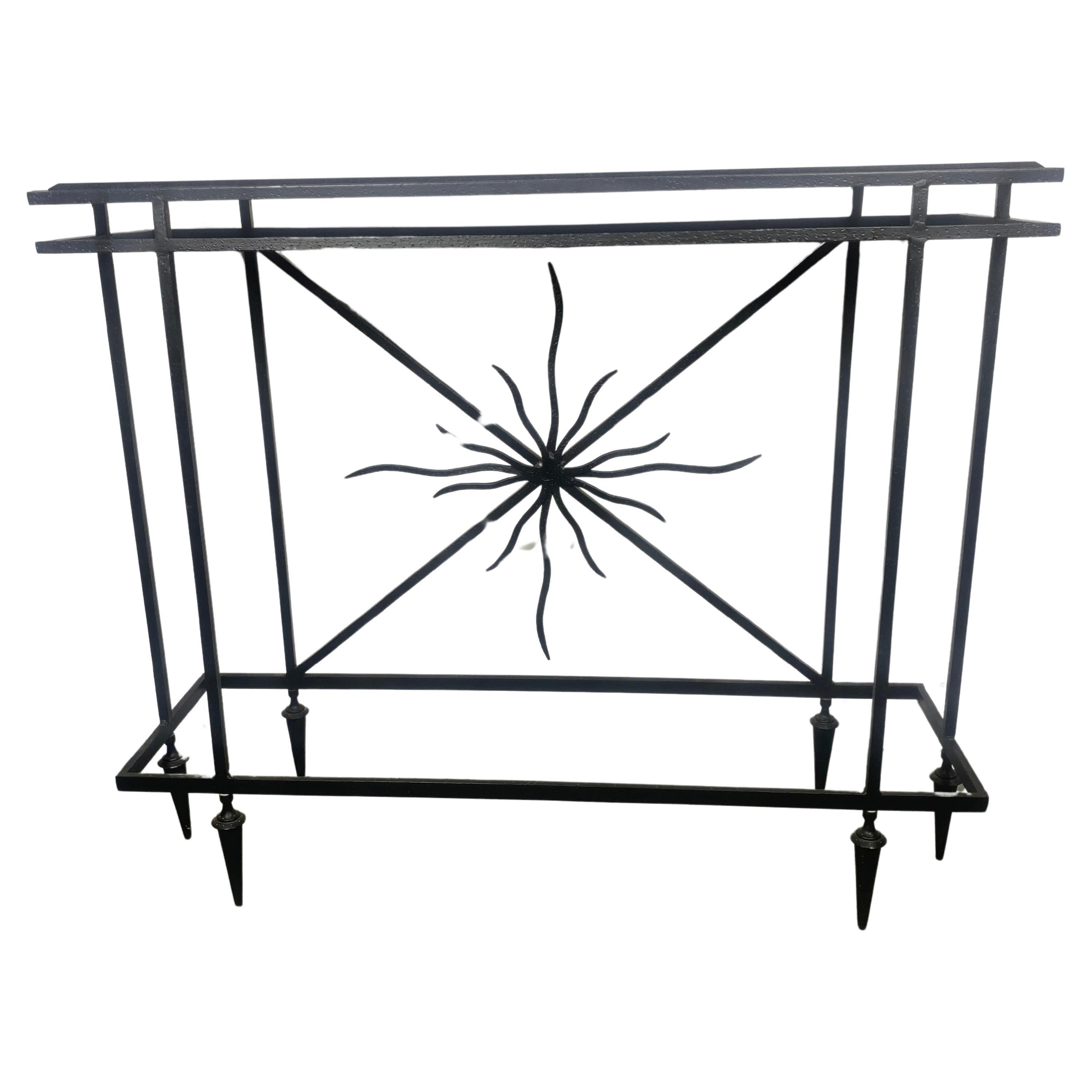 Italian Post Modernist Iron and Marble Console Table , manner of Gio Ponti For Sale