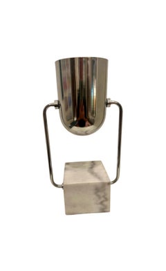 Italian Postmodern 1970's Marble & Polished Chrome Table Desk Spot Lamp