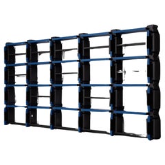 Italian Postmodern Architectural Bookcase in Black and Blue 