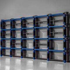 Italian Postmodern Architectural Bookcase in Black and Blue 