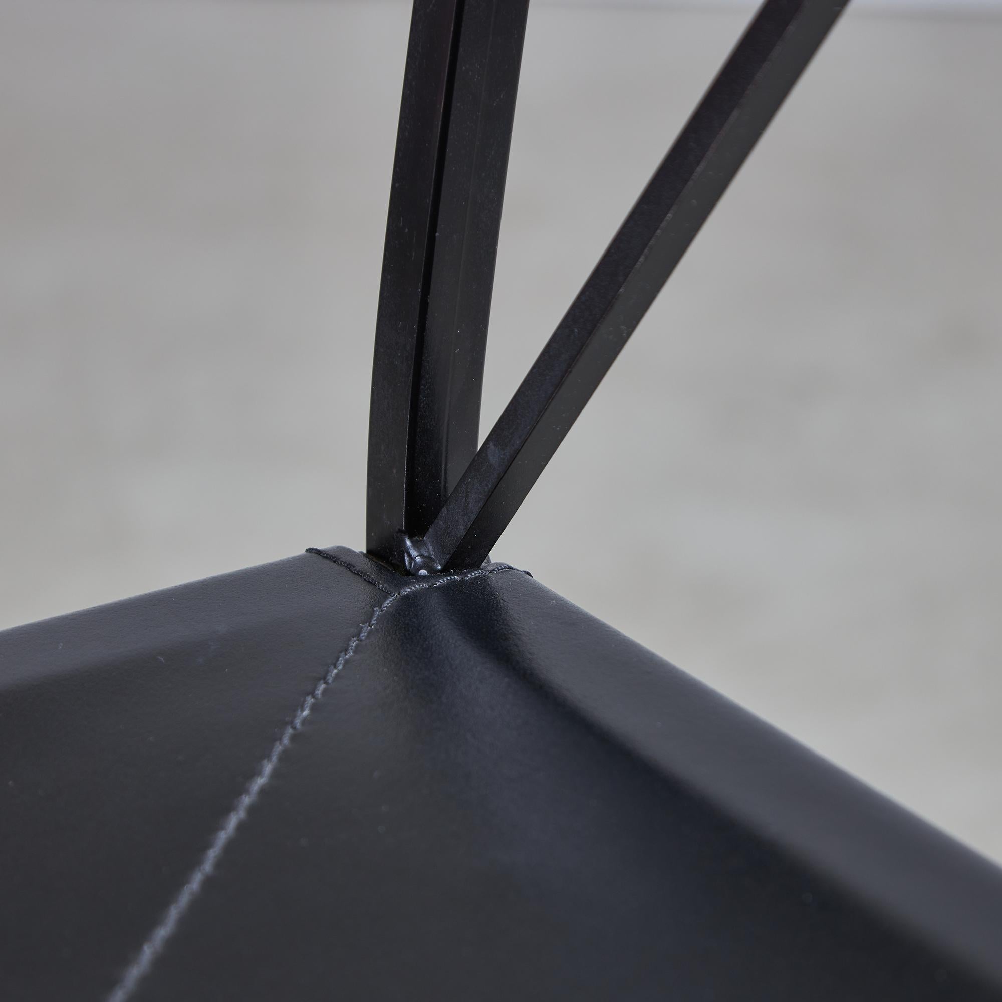 Italian Postmodern Black Leather Dining Chair with 