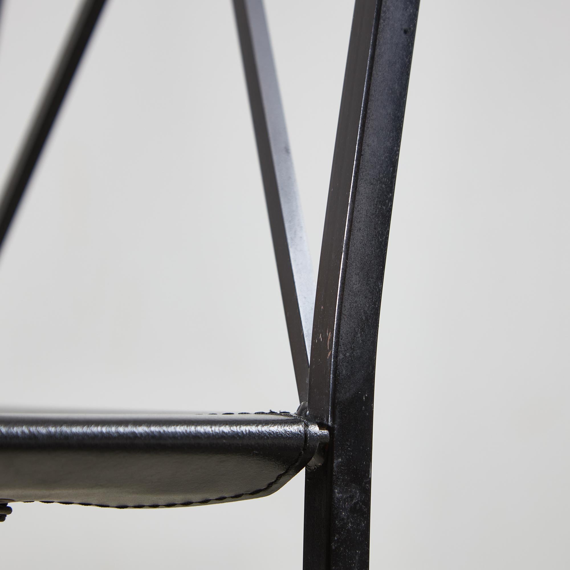 Italian Postmodern Black Leather Dining Chair with 