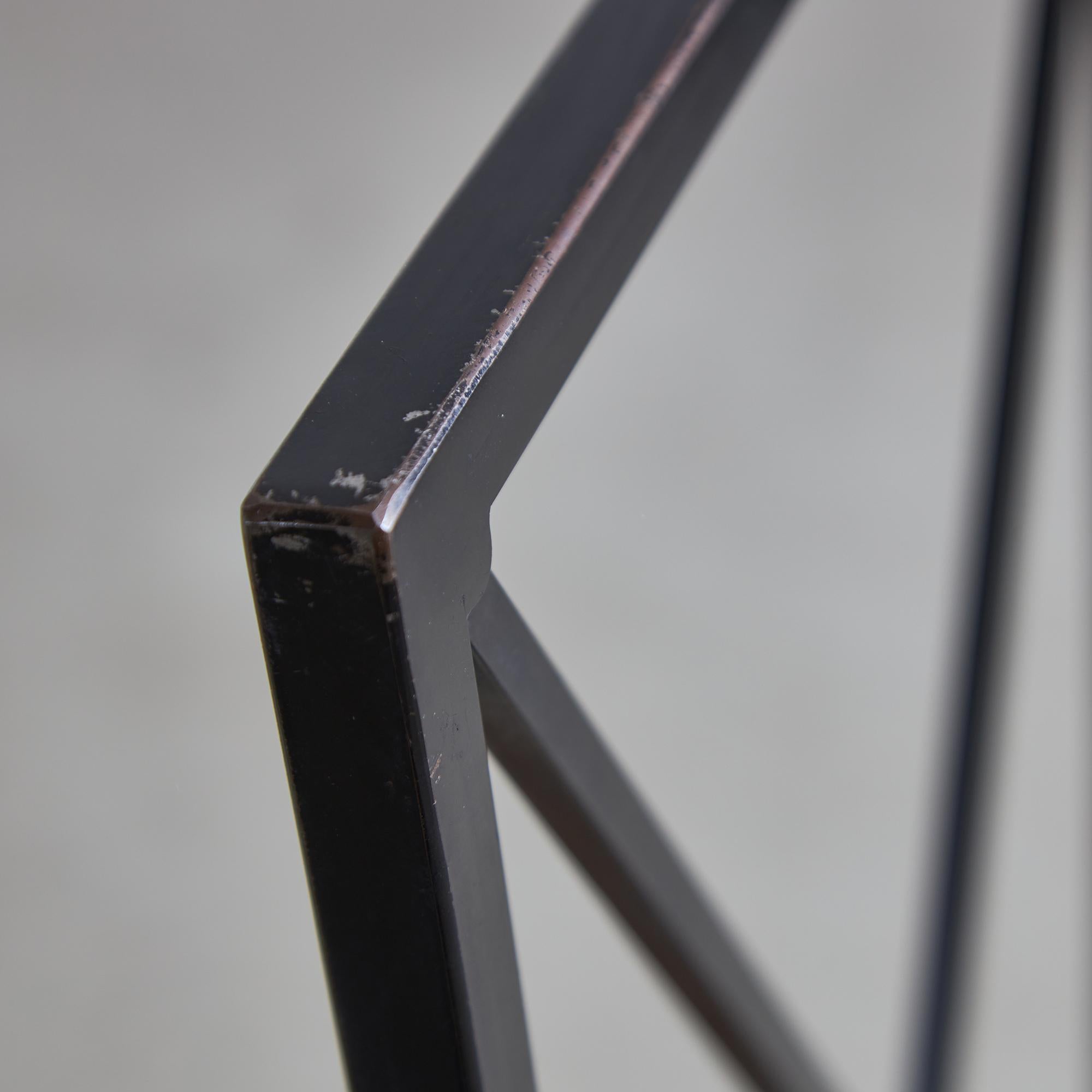 Italian Postmodern Black Leather Dining Chair with 