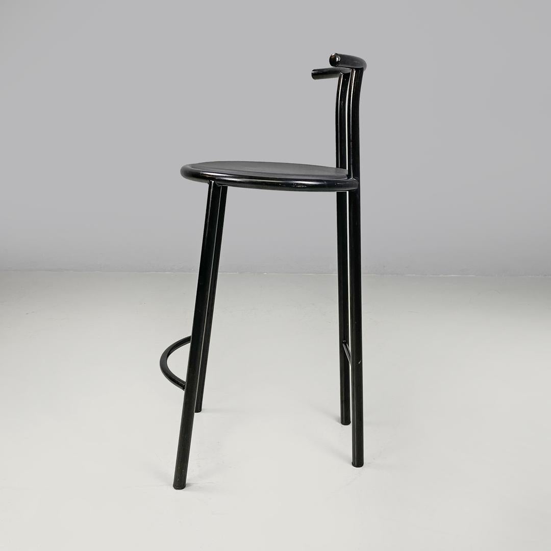 Tabourets postmodernes italiens en métal noir et caoutchouc par Fly Line, années 1990 Bon état - En vente à MIlano, IT