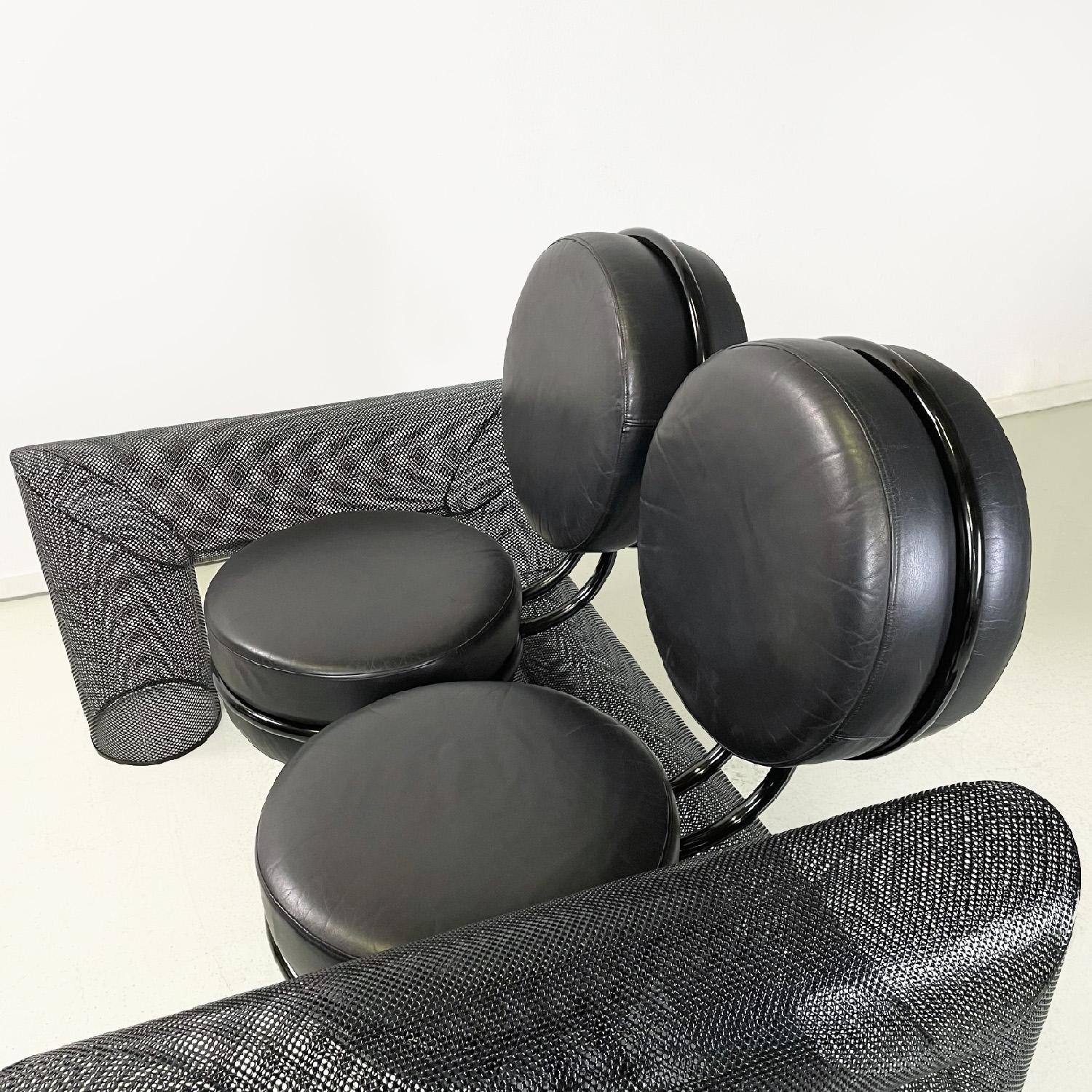 Italian postmodern black sofa Re e Regina by Mario Botta for Alias, 1980s For Sale 1