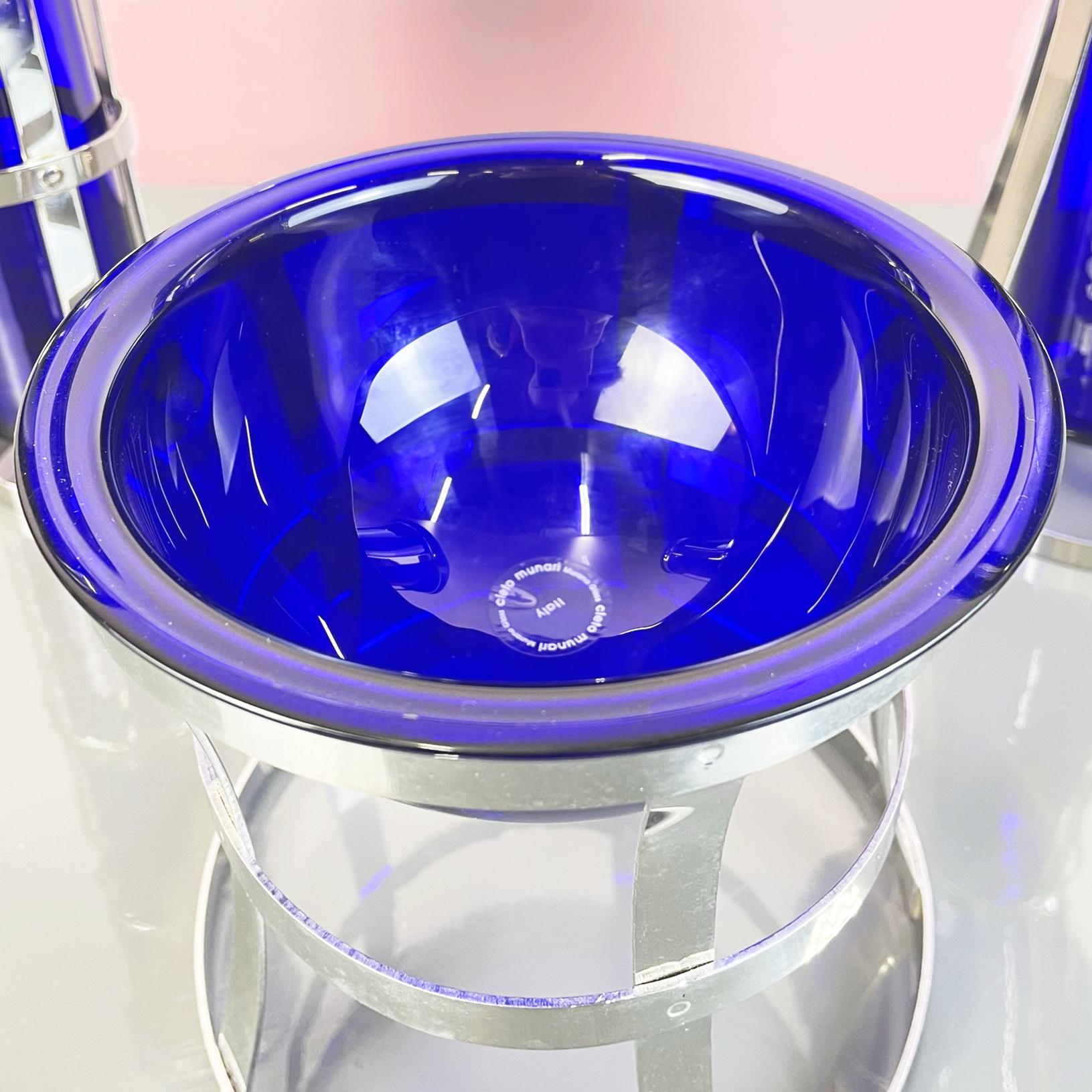 Italian Postmodern Blue Murano glass and metal Vases Umeda by Cleto Munari, 2000 2