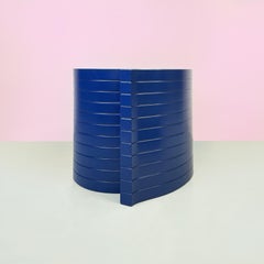 Italian Postmodern Blue Wood Stool Mod. Spirale by Cleto Munari, 2020s