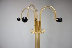 Italian Postmodern Brass Coat Rack with Black Wooden Finials, Circa 1980–1985
