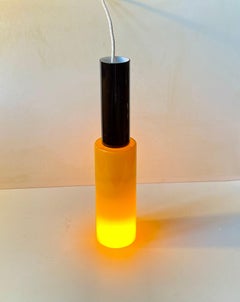 Italian Postmodern Ceiling Lamp in Yellow & Black Glass
