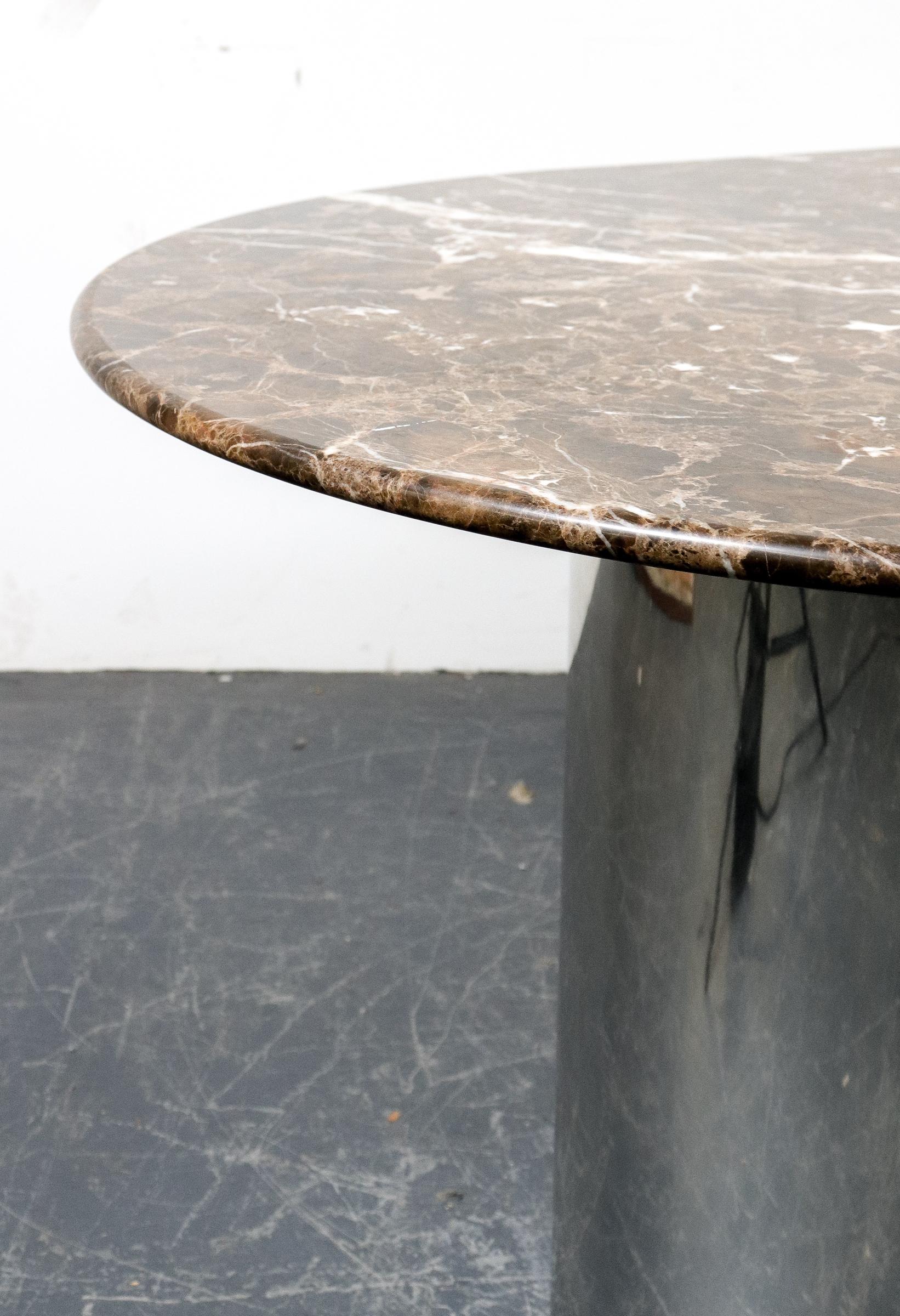 Italian Postmodern Chrome Dining Table with Emperador Marble Top 1