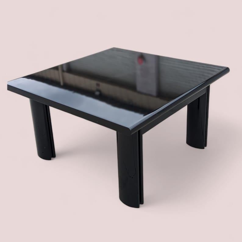 Post-Modern Italian Postmodern Coffee Table, Black Lacquer, Wood, 80s, Living Room