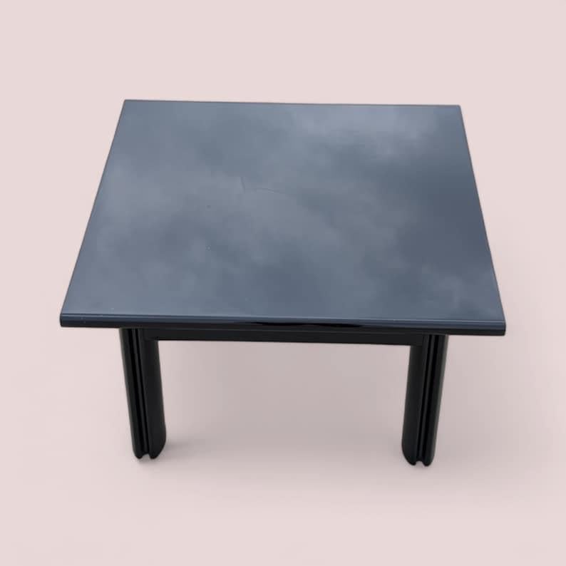 Italian Postmodern Coffee Table, Black Lacquer, Wood, 80s, Living Room 2
