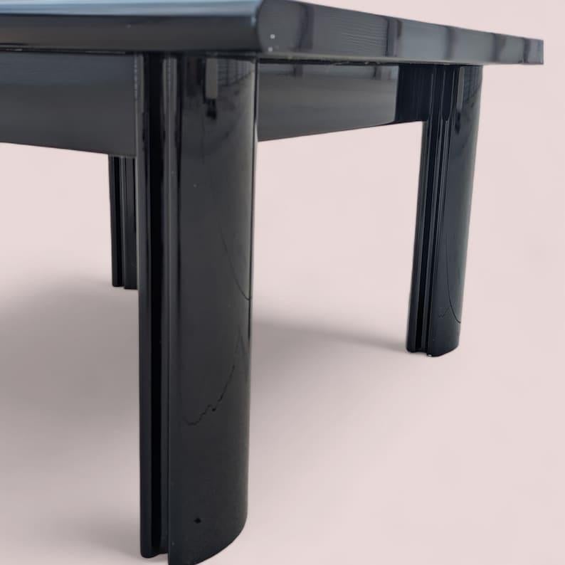 Italian Postmodern Coffee Table, Black Lacquer, Wood, 80s, Living Room 4