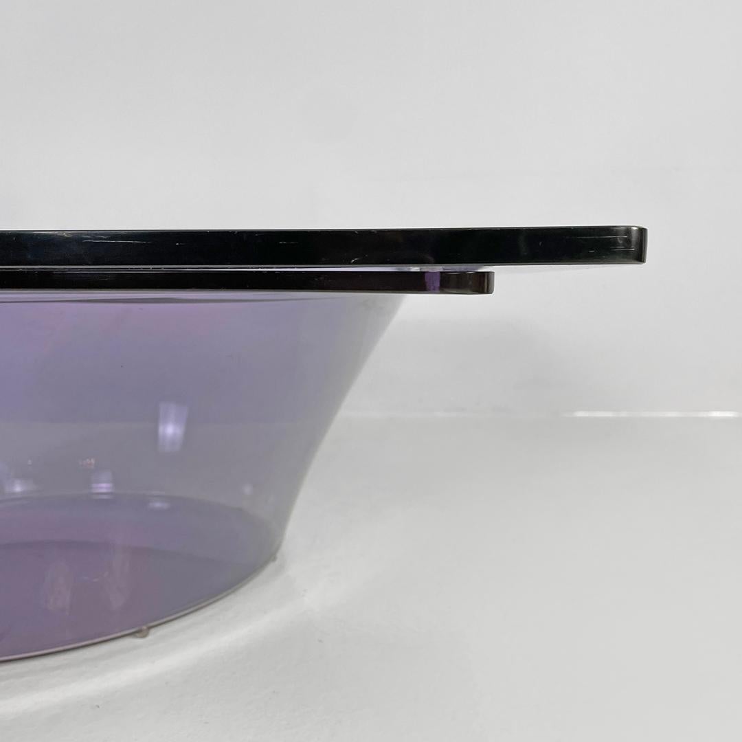 Italian modern coffee table in purple plexiglass and smoked glass, 1970s For Sale 6