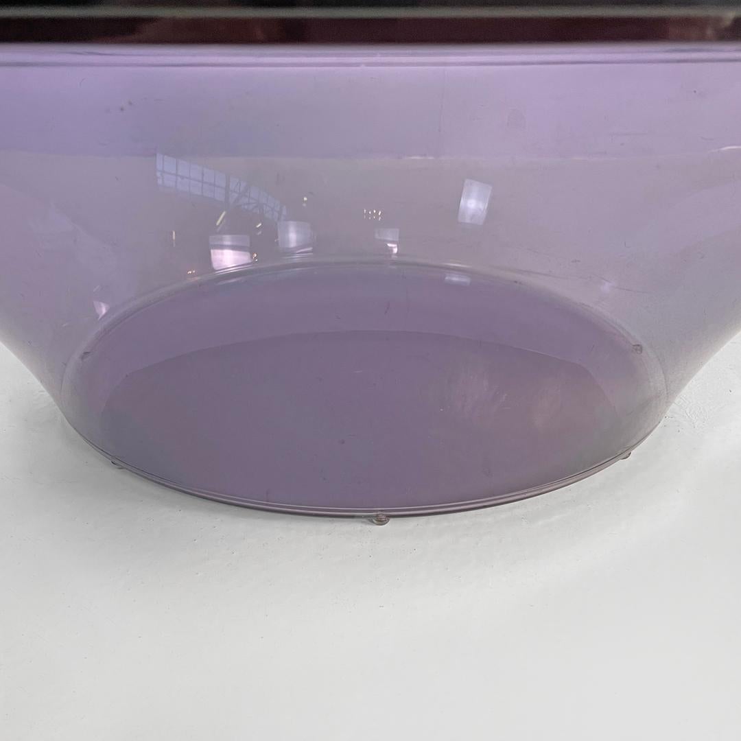 Italian modern coffee table in purple plexiglass and smoked glass, 1970s For Sale 11