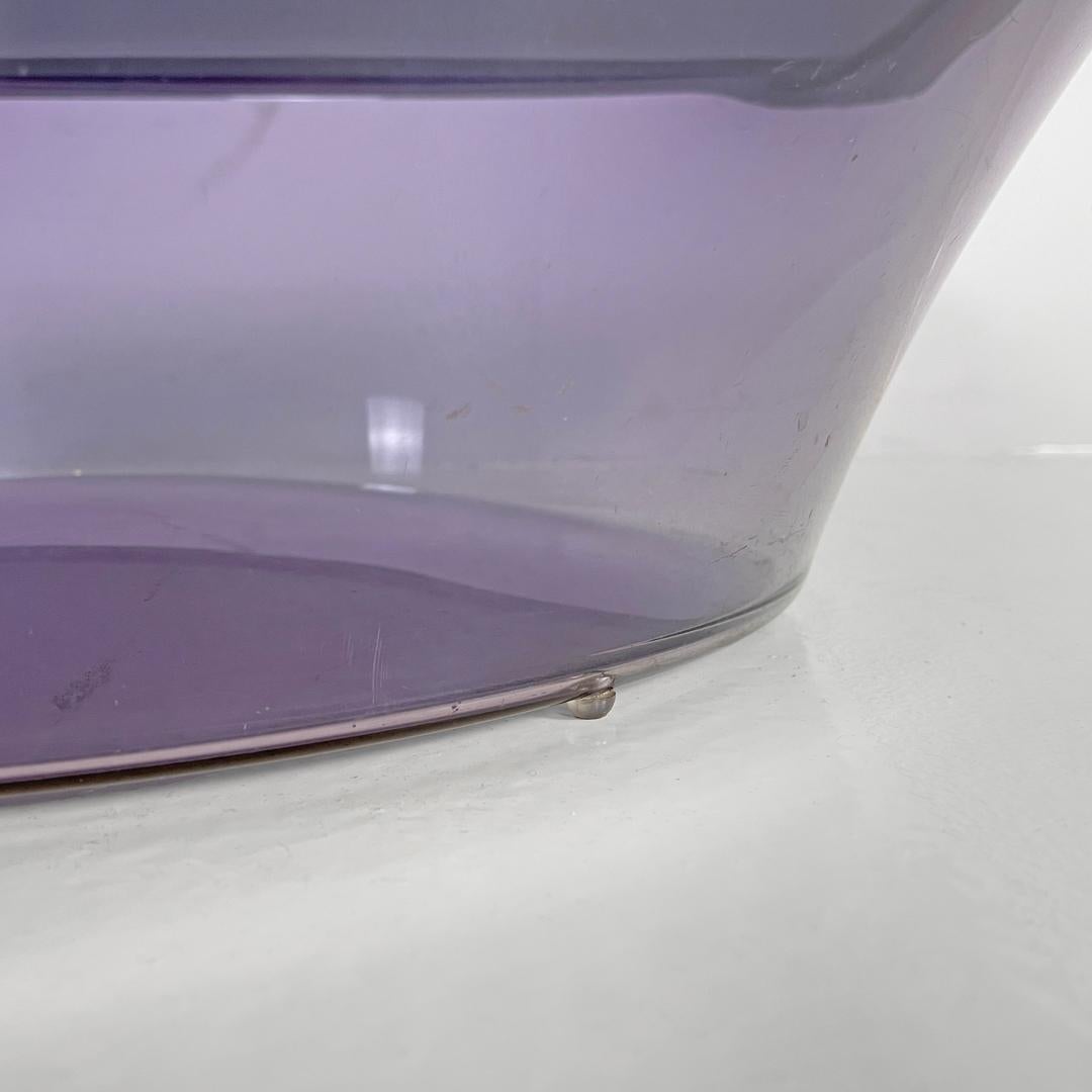 Italian modern coffee table in purple plexiglass and smoked glass, 1970s For Sale 12