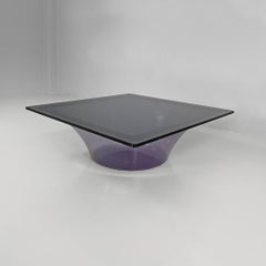 Italian modern coffee table in purple plexiglass and smoked glass, 1970s