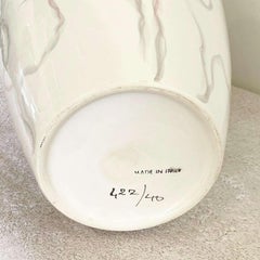 Italian Postmodern Cream With Colored Streak Vase