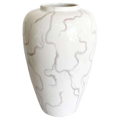Italian Postmodern Cream With Colored Streak Vase