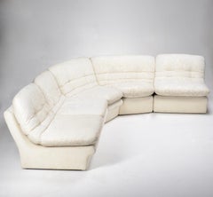 Italian Postmodern Curved Modular Sectional Sofa in Ivory Patterned Velvet