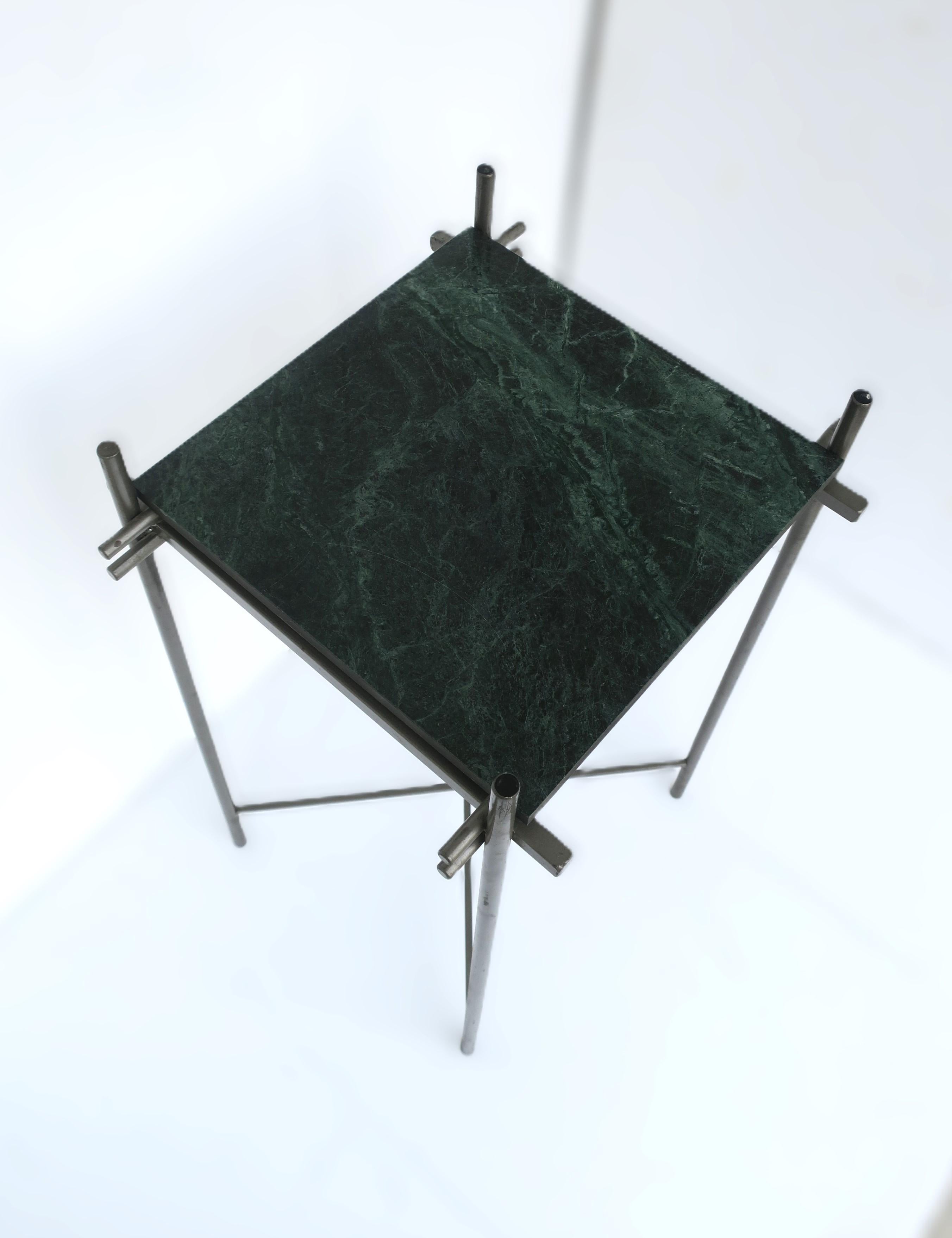 Italian Postmodern Dark Green Marble Drinks Side Table For Sale 6