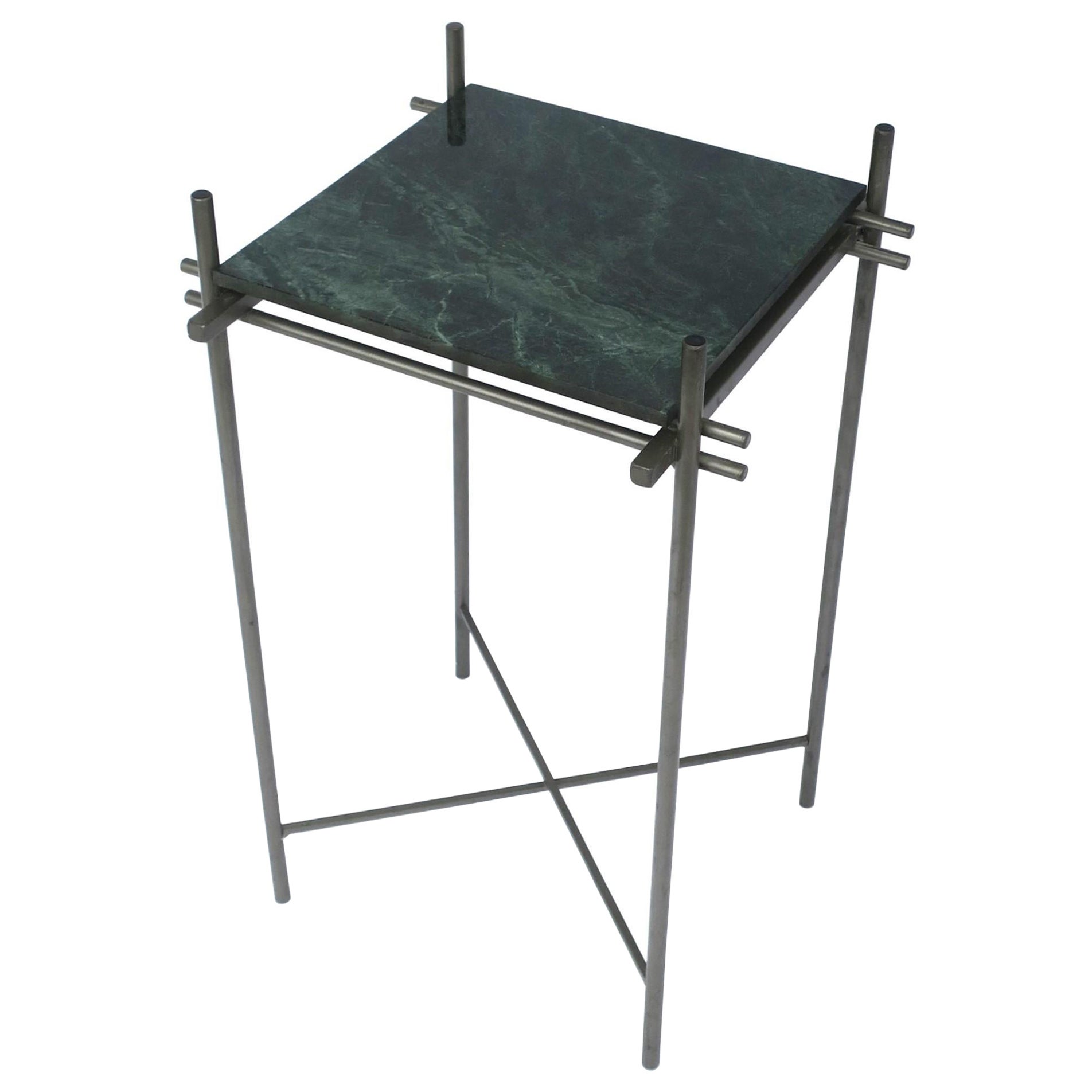 Italian Postmodern Dark Green Marble Side Table