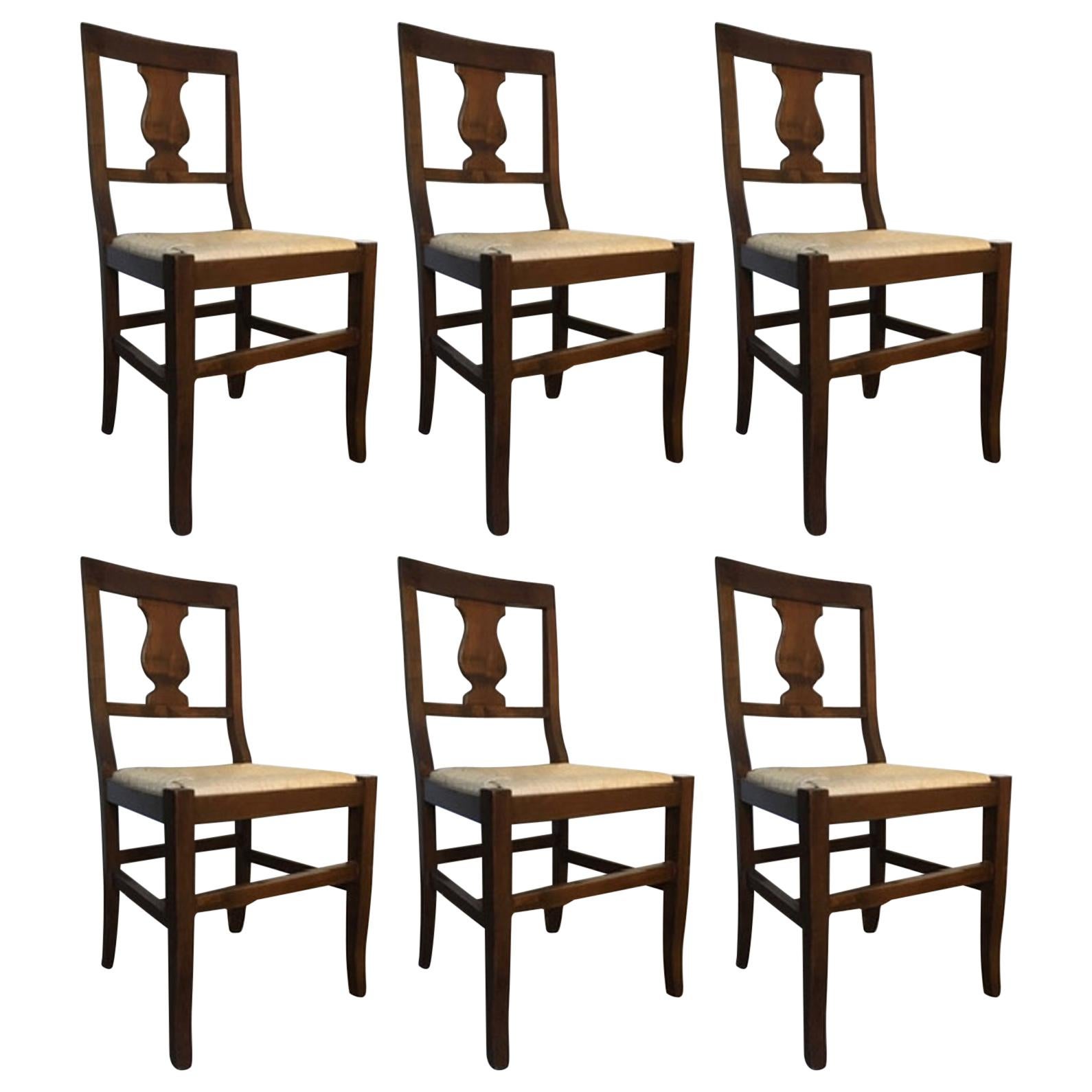 Italian Postmodern Design Set 6 Wooden Chairs