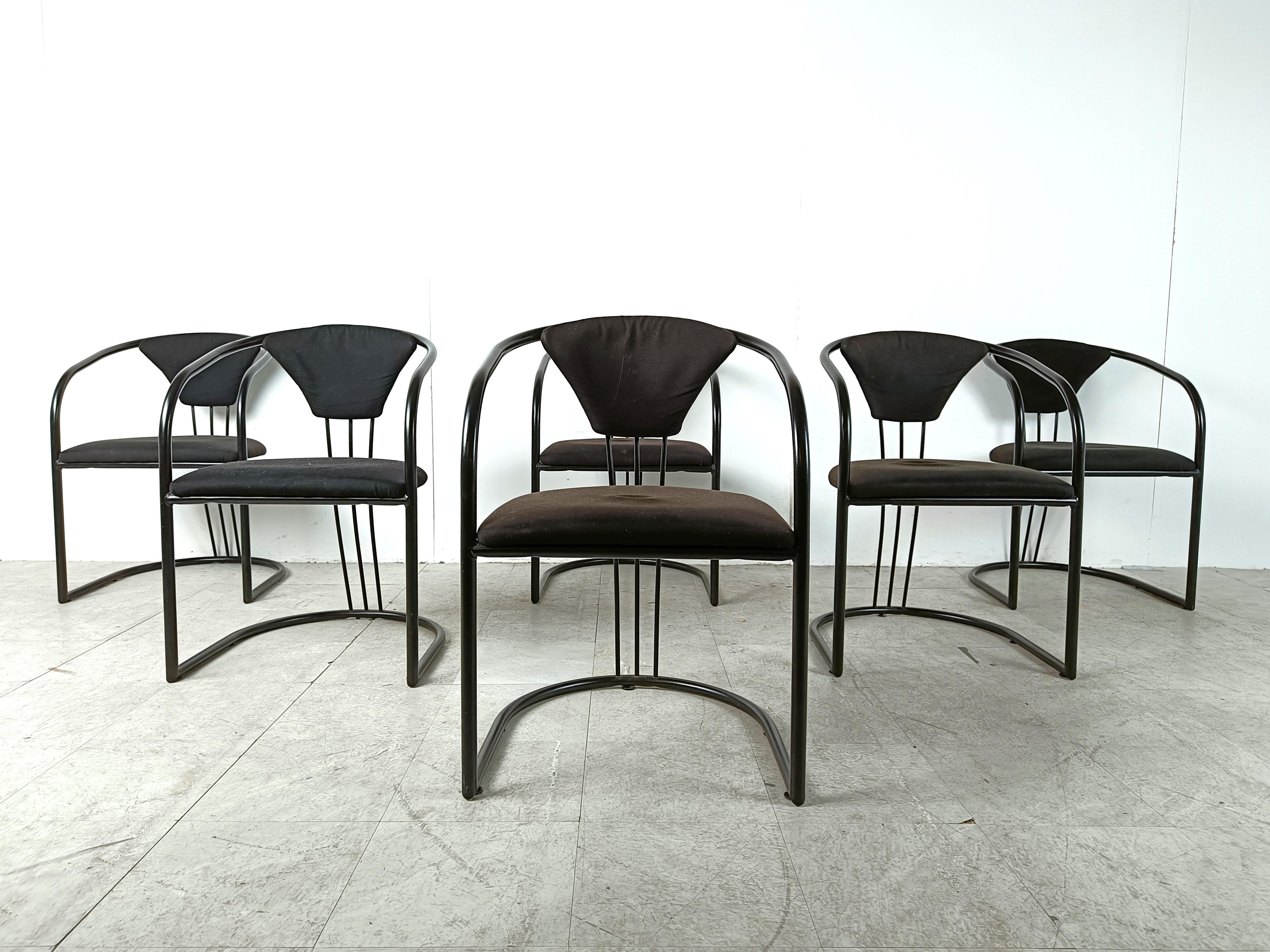 Italian Postmodern dining chairs, 1980s - set of 6 In Good Condition For Sale In HEVERLEE, BE