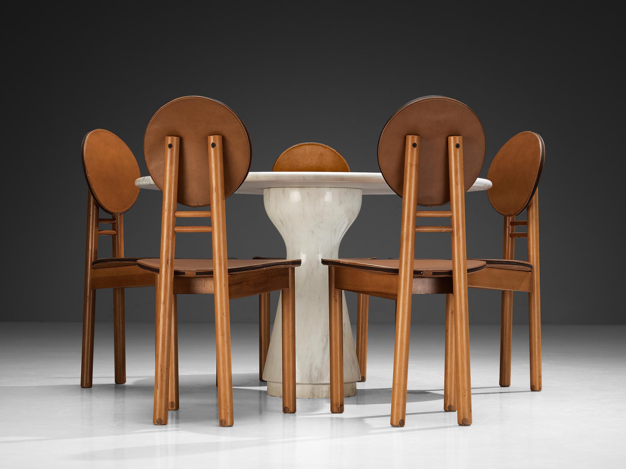 Ensemble de salle à manger italienne postmoderne, table en marbre et chaises Girgi mobiles en vente 4