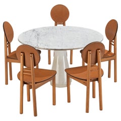Ensemble de salle à manger italienne postmoderne, table en marbre et chaises Girgi mobiles