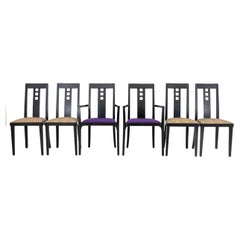 Italian Postmodern Ebonized Dining Chairs, 6