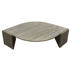 Italian Postmodern Eye or Teardrop Shaped Travertine Marble Coffee Table 1980s
