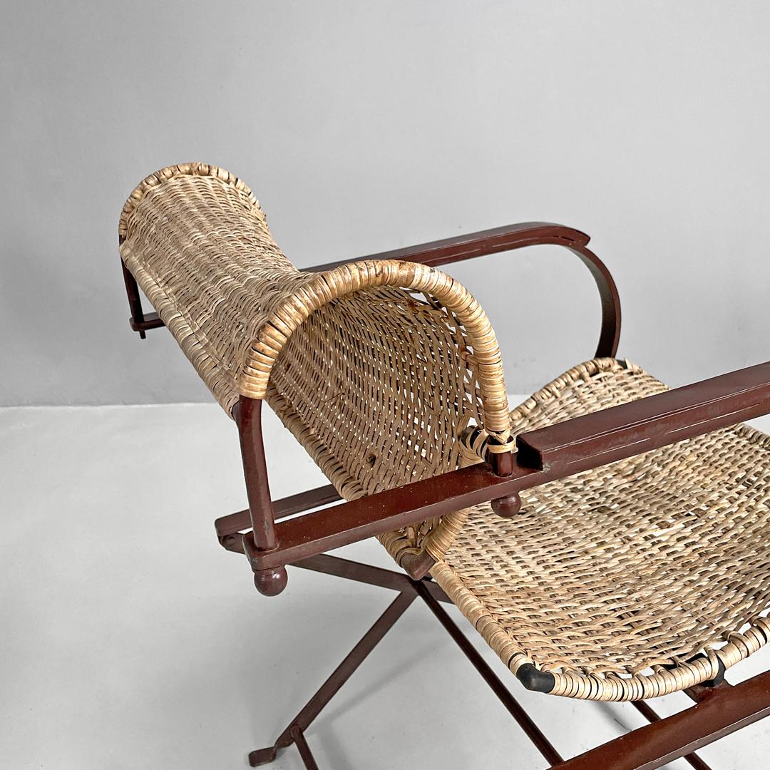 Italian postmodern folding chairs in straw and brown metal, 2000s For Sale 12