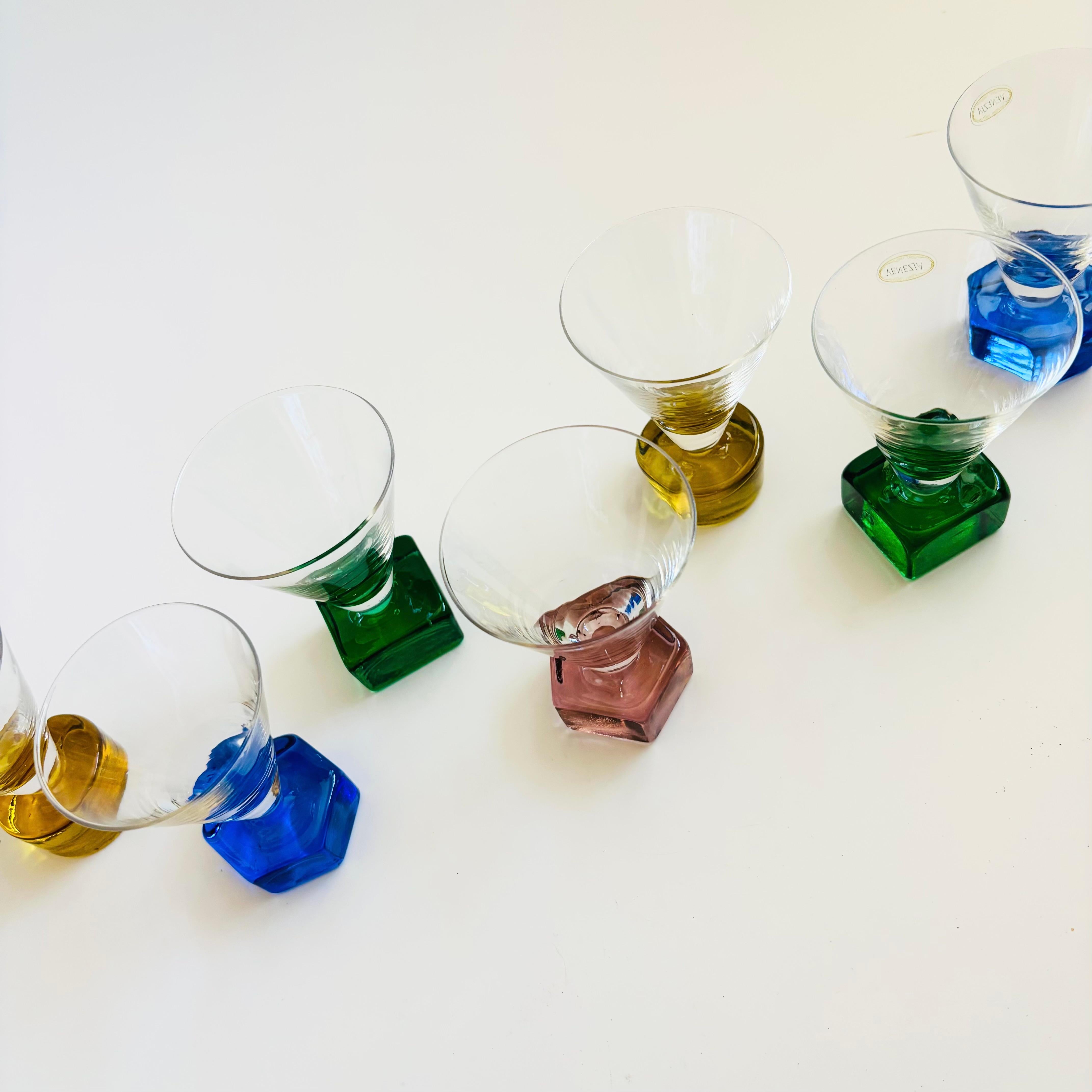 Copas Cordial Geométricas Postmodernas Italianas by Venezia - Set de 7 Posmoderno en venta