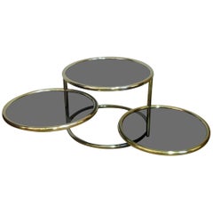 Italian Postmodern Gilded Swivel Coffee Table in the Style of Milo Baughman