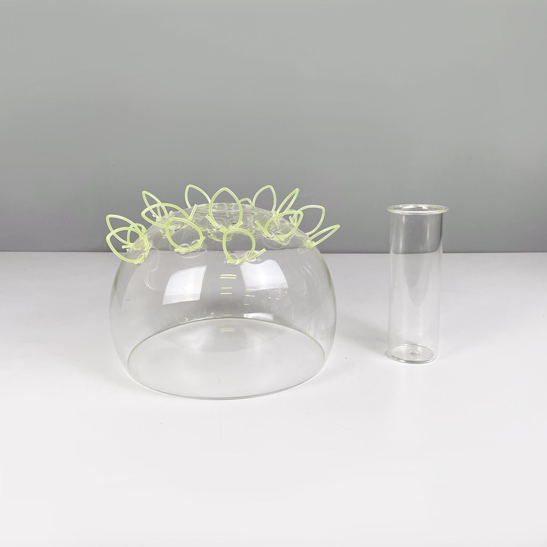 Italian Postmodern Glass and Green Plastic Vase by Cleto Munari, 2000s In Good Condition For Sale In MIlano, IT