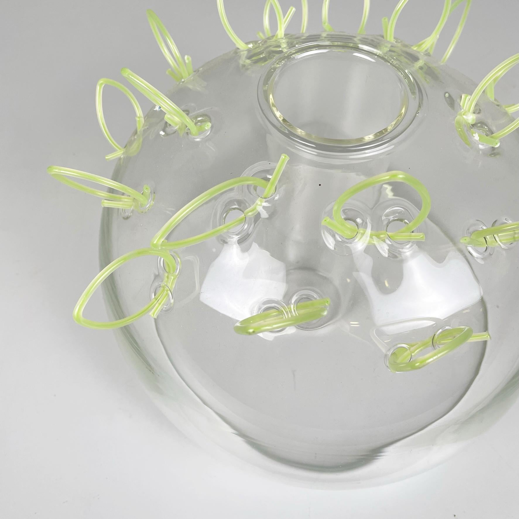Italian Postmodern Glass and Green Plastic Vase by Cleto Munari, 2000s For Sale 3