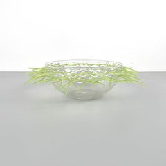 Italian Postmodern Glass Green Plastic Pocket Emptier Bowl by Cleto Munari, 2000